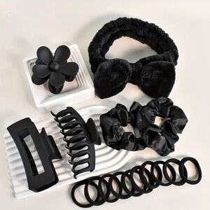 15 Piece Hair Accessories Set Hair Clip, Hair Ties, Headbands in Black